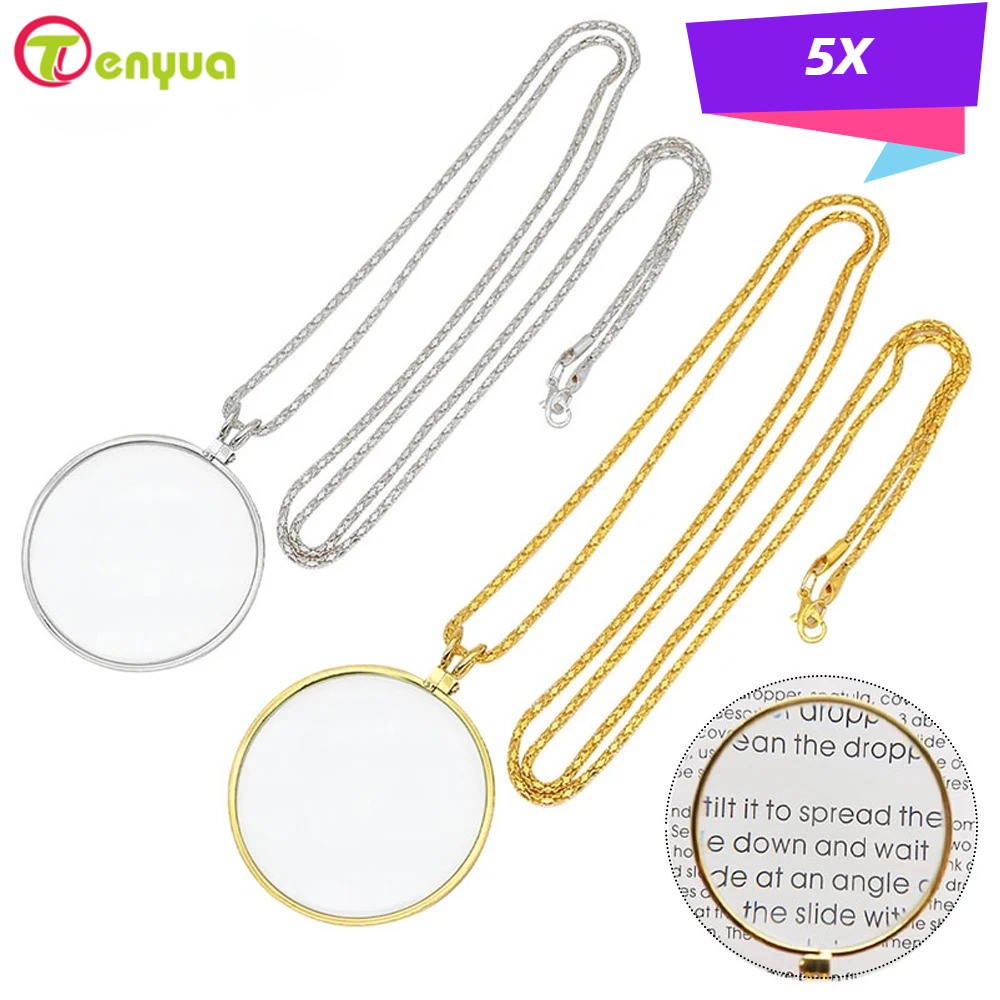 Jewelry Making Magazines - Ожерелье-лупа, портативный монокль, 5-кратное увеличительное стекло